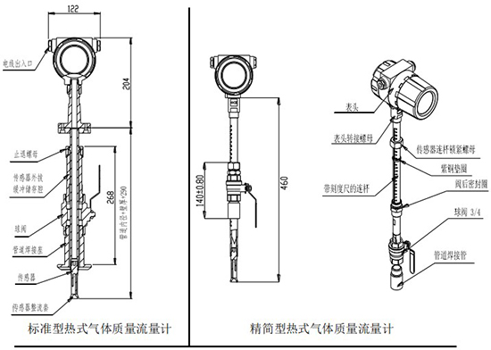 熱式空氣質(zhì)量流量計插入式結(jié)構圖